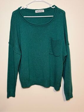 Mod Boutique Teal Scoop Neck Pocket Sweater - Women's